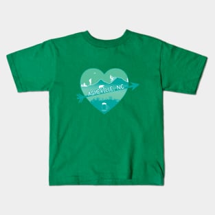 I Love AVL - Heart Cityscape - Green 08 Kids T-Shirt